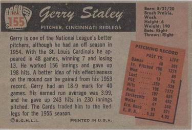 1955 Bowman #155 Jerry Staley Back