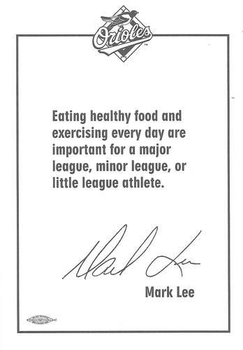 1995 Baltimore Orioles Photocards #NNO Mark Lee Back