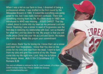2004 St. Louis Cardinals Christian Family Day #NNO Cal Eldred Back