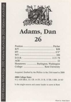 2000 Batavia Muckdogs #NNO Dan Adams Back