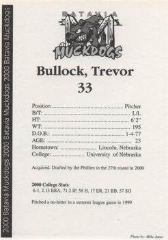 2000 Batavia Muckdogs #NNO Trevor Bullock Back