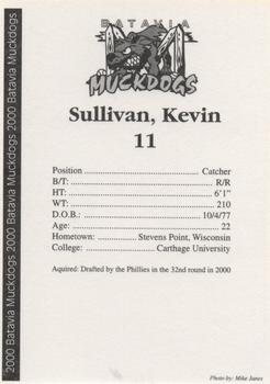 2000 Batavia Muckdogs #NNO Kevin Sullivan Back