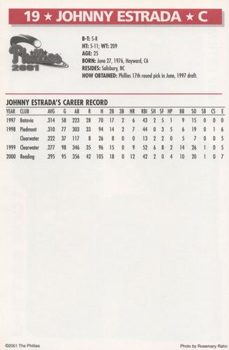 2001 Philadelphia Phillies - Update #NNO Johnny Estrada Back