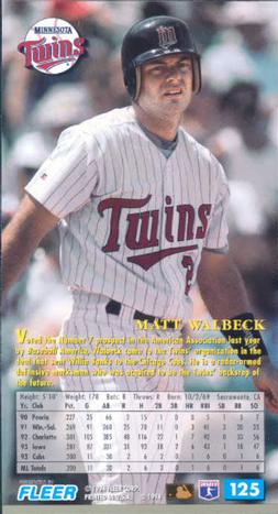 1994 Fleer Extra Bases #125 Matt Walbeck Back