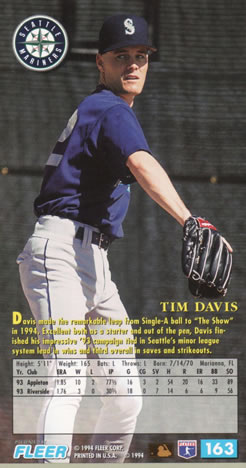 1994 Fleer Extra Bases #163 Tim Davis Back