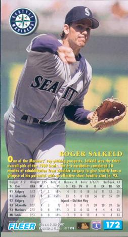 1994 Fleer Extra Bases #172 Roger Salkeld Back