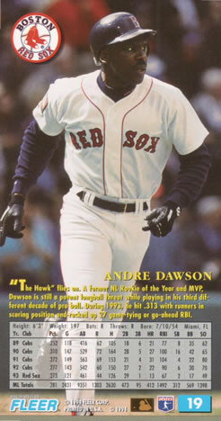 1994 Fleer Extra Bases #19 Andre Dawson Back