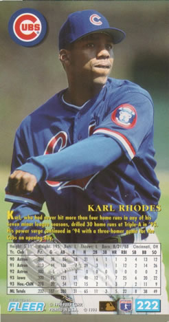 1994 Fleer Extra Bases #222 Karl Rhodes Back