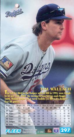 1994 Fleer Extra Bases #297 Tim Wallach Back