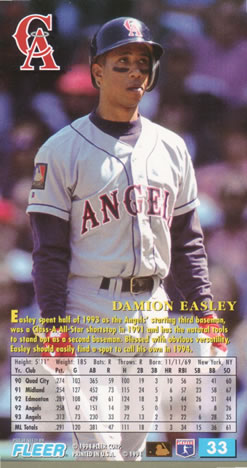 1994 Fleer Extra Bases #33 Damion Easley Back