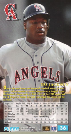 1994 Fleer Extra Bases #36 Bo Jackson Back