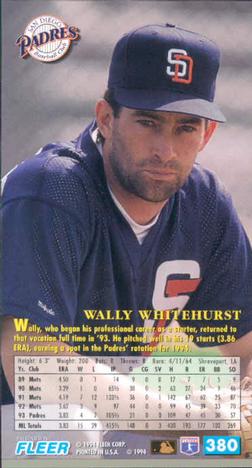 1994 Fleer Extra Bases #380 Wally Whitehurst Back