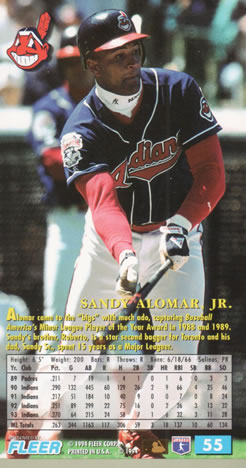 1994 Fleer Extra Bases #55 Sandy Alomar Jr. Back