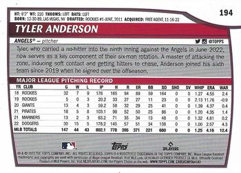 2023 Topps Big League - Electric Orange #194 Tyler Anderson Back