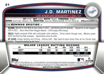 2023 Bowman #21 J.D. Martinez Back