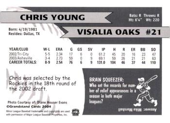 2004 Grandstand Visalia Oaks #NNO Chris Young Back