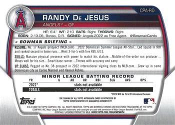 2023 Bowman - Chrome Prospect Autographs #CPA-RD Randy De Jesus Back
