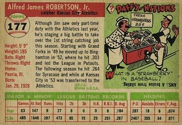1955 Topps #177 Jim Robertson Back