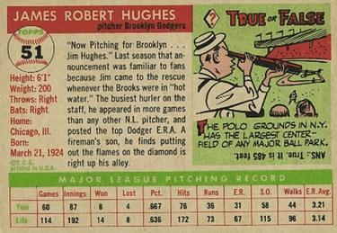 1955 Topps #51 Jim Hughes Back
