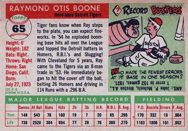 1955 Topps #65 Ray Boone Back