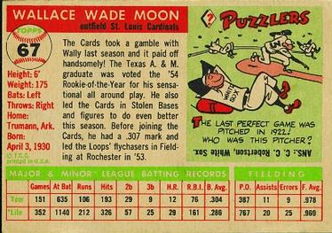 1955 Topps #67 Wally Moon Back