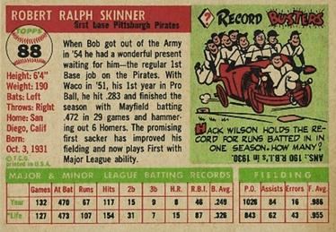 1955 Topps #88 Bob Skinner Back