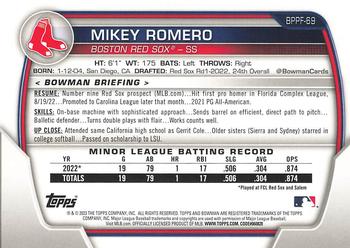 2023 Bowman 1st Edition #BPPF-69 Mikey Romero Back