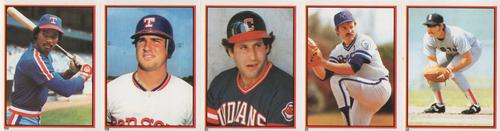 1983 Topps Stickers - Test Strips #NNO George Wright / Jim Sundberg / Ron Hassey / Dan Quisenberry / Carney Lansford Front