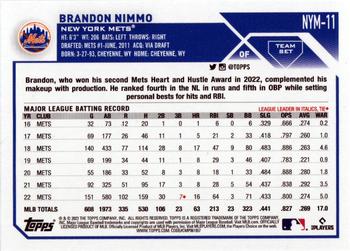 2023 Topps New York Mets #NYM-11 Brandon Nimmo Back