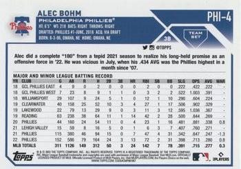 2023 Topps Philadelphia Phillies #PHI-4 Alec Bohm Back