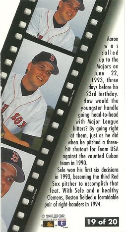 1994 Fleer Extra Bases - Second Year Stars #19 Aaron Sele Back