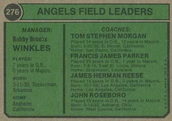 2023 Topps Heritage - 50th Anniversary Buybacks #276 Angels Field Leaders (Bobby Winkles / John Roseboro / Salty Parker / Tom Morgan / Jimmie Reese) Back