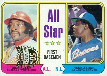 2023 Topps Heritage - 50th Anniversary Buybacks #332 All-Star First Basemen (Dick Allen / Hank Aaron) Front