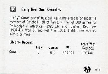 1979 Early Red Sox Favorites #13 