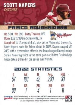 2023 Choice Frisco RoughRiders #12 Scott Kapers Back