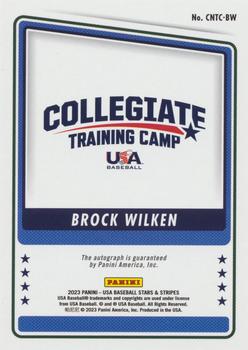 2023 Panini USA Baseball Stars & Stripes - Collegiate National Team Training Camp Signatures #CNTC-BW Brock Wilken Back