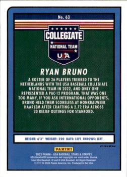 2023 Panini USA Baseball Stars & Stripes - Red, White, & Blue #63 Ryan Bruno Back