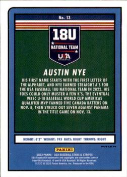 2023 Panini USA Baseball Stars & Stripes - Silver #13 Austin Nye Back