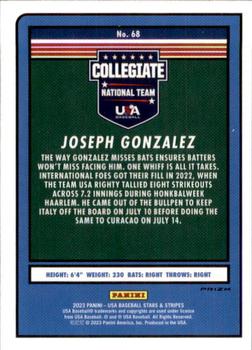 2023 Panini USA Baseball Stars & Stripes - Silver #68 Joseph Gonzalez Back