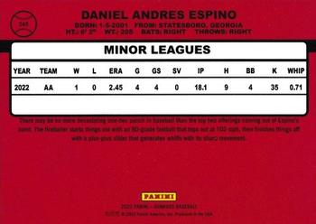 2023 Donruss - Career Stat Line #245 Daniel Espino Back