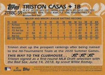 2023 Topps - 1988 Topps Baseball 35th Anniversary Chrome Silver Pack (Series Two) #2T88C-59 Triston Casas Back