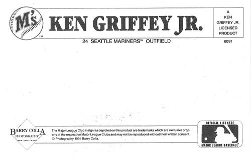 1991 Barry Colla Ken Griffey Jr. Postcards #6091 Ken Griffey Jr. Back