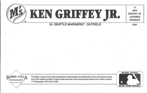 1991 Barry Colla Ken Griffey Jr. Postcards #6191 Ken Griffey Jr. Back