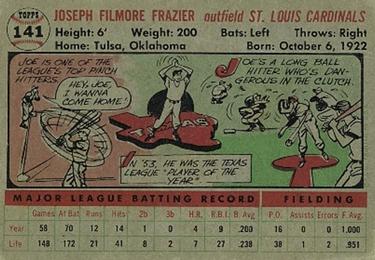 1956 Topps #141 Joe Frazier Back