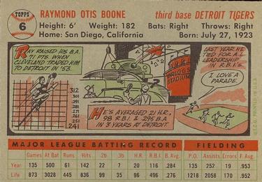 1956 Topps #6 Ray Boone Back