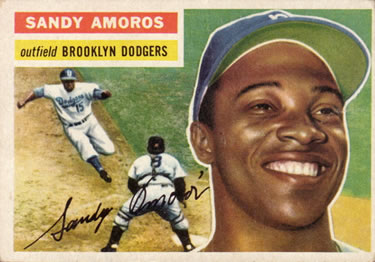 1956 Topps #42b <b>Sandy Amoros</b> Front - 37-42Fr