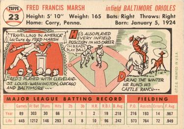 1956 Topps #23 Freddie Marsh Back