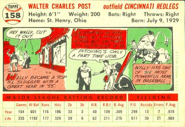 1956 Topps #158 Wally Post Back