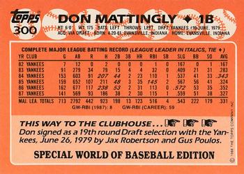 1988 Topps - World of Baseball Edition Prototype #300 Don Mattingly Back