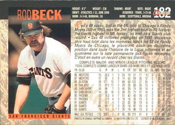 1994 O-Pee-Chee #182 Rod Beck Back